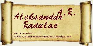 Aleksandar Radulac vizit kartica